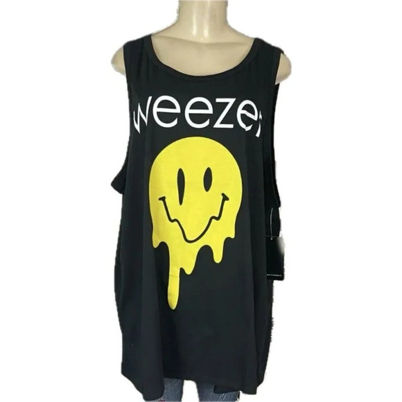 Weezer Torrid + 4 Black Melting Smiley Face Band Graphic Crew Neckline Tank Top - Picture 2 of 6